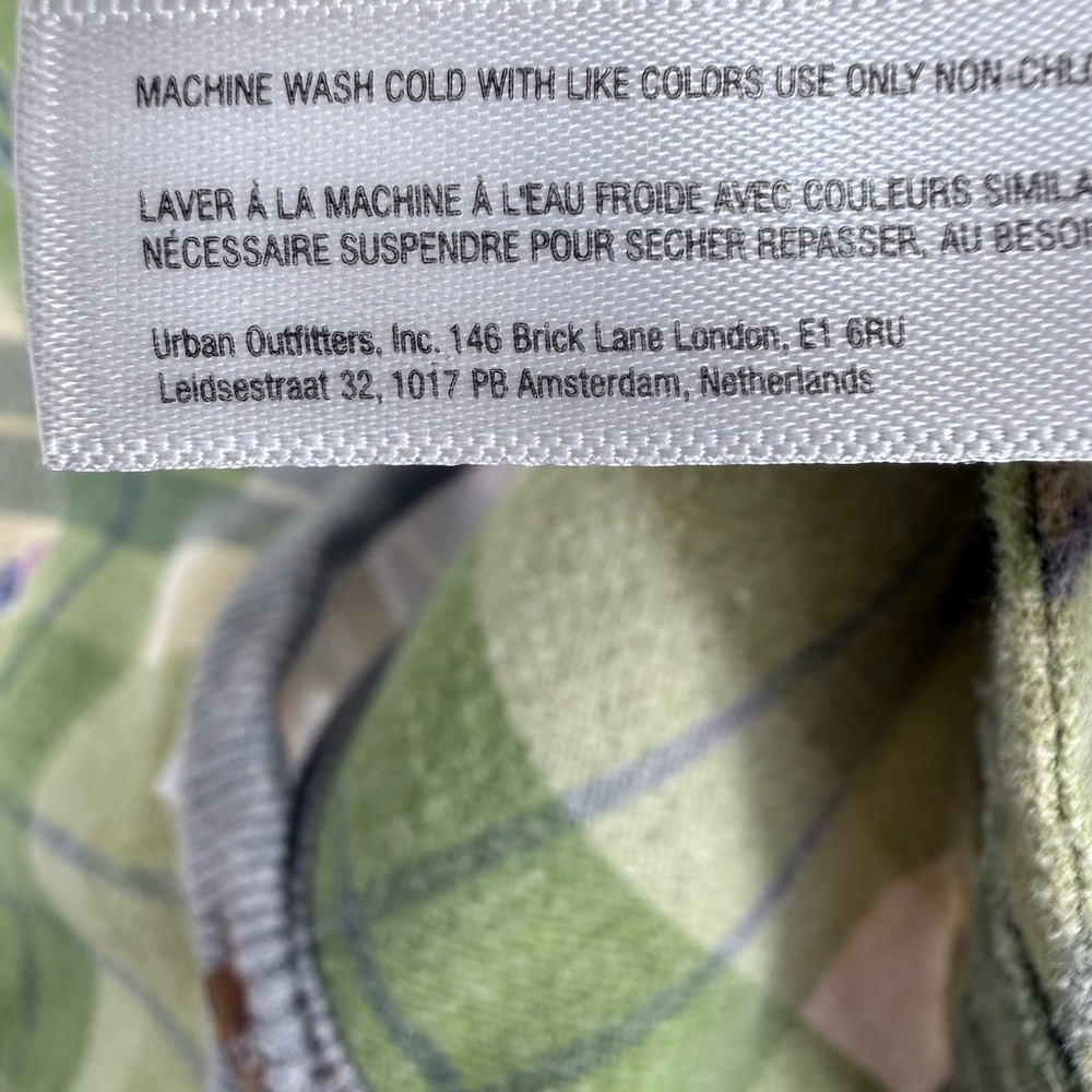 Urban Outfitters Out From Under green patchwork button-up shirt shacket jacket S - Picture 11 of 16
